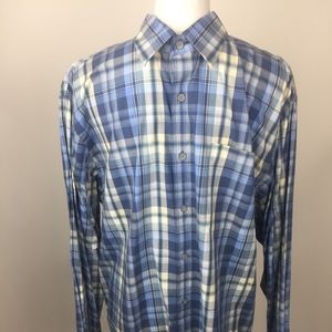 JOS. A. BANK Casual Shirt Cotton Tencel Blue Plaid